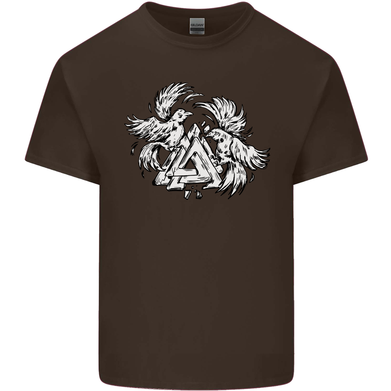 Vikings Valknut Symbol With Ravens Kids T-Shirt Childrens Chocolate