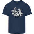 Vikings Valknut Symbol With Ravens Kids T-Shirt Childrens Navy Blue