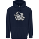 Vikings Valknut Symbol With Ravens Mens 80% Cotton Hoodie Navy Blue