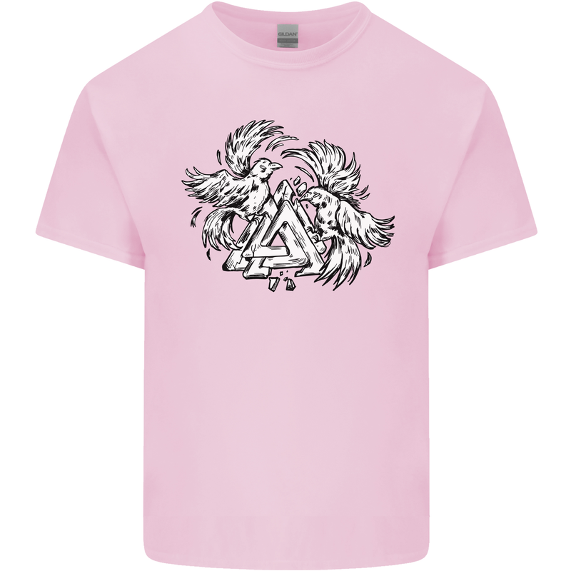 Vikings Valknut Symbol With Ravens Mens Cotton T-Shirt Tee Top Light Pink