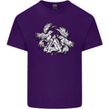 Vikings Valknut Symbol With Ravens Mens Cotton T-Shirt Tee Top Purple