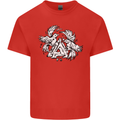 Vikings Valknut Symbol With Ravens Mens Cotton T-Shirt Tee Top Red