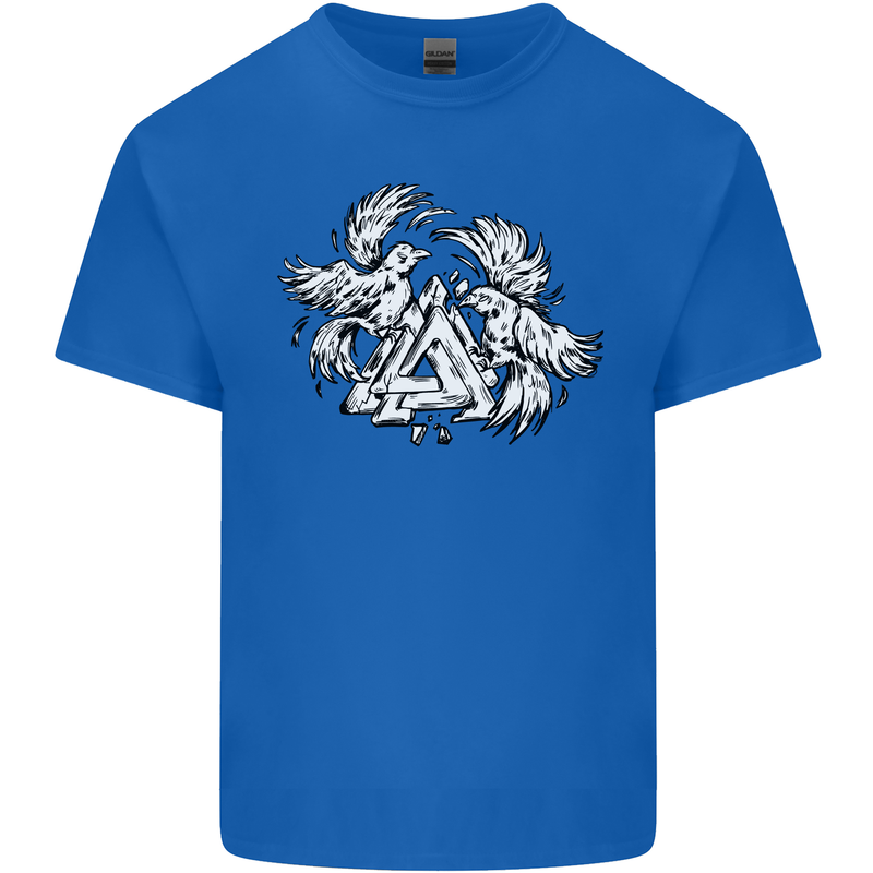 Vikings Valknut Symbol With Ravens Mens Cotton T-Shirt Tee Top Royal Blue