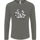 Vikings Valknut Symbol With Ravens Mens Long Sleeve T-Shirt Charcoal
