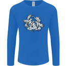 Vikings Valknut Symbol With Ravens Mens Long Sleeve T-Shirt Royal Blue