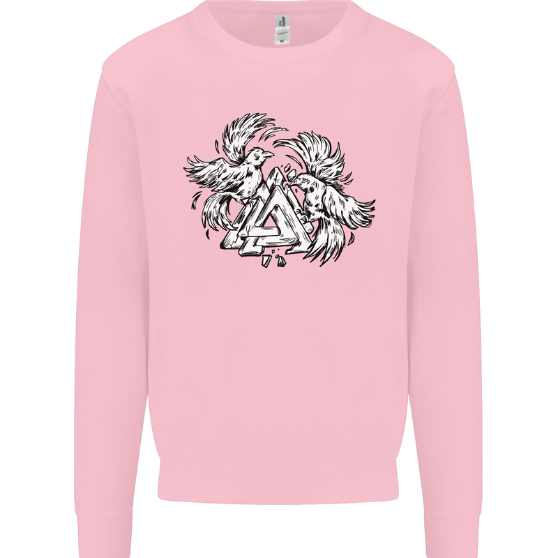 Vikings Valknut Symbol With Ravens Mens Sweatshirt Jumper Light Pink
