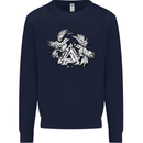 Vikings Valknut Symbol With Ravens Mens Sweatshirt Jumper Navy Blue