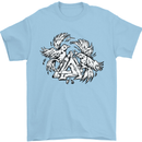 Vikings Valknut Symbol With Ravens Mens T-Shirt 100% Cotton Light Blue