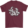 Vikings Valknut Symbol With Ravens Mens T-Shirt 100% Cotton Maroon