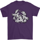Vikings Valknut Symbol With Ravens Mens T-Shirt 100% Cotton Purple