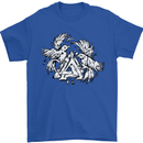 Vikings Valknut Symbol With Ravens Mens T-Shirt 100% Cotton Royal Blue