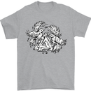 Vikings Valknut Symbol With Ravens Mens T-Shirt 100% Cotton Sports Grey