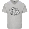 Vikings Valknut Symbol With Ravens Mens V-Neck Cotton T-Shirt Sports Grey