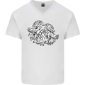Vikings Valknut Symbol With Ravens Mens V-Neck Cotton T-Shirt White