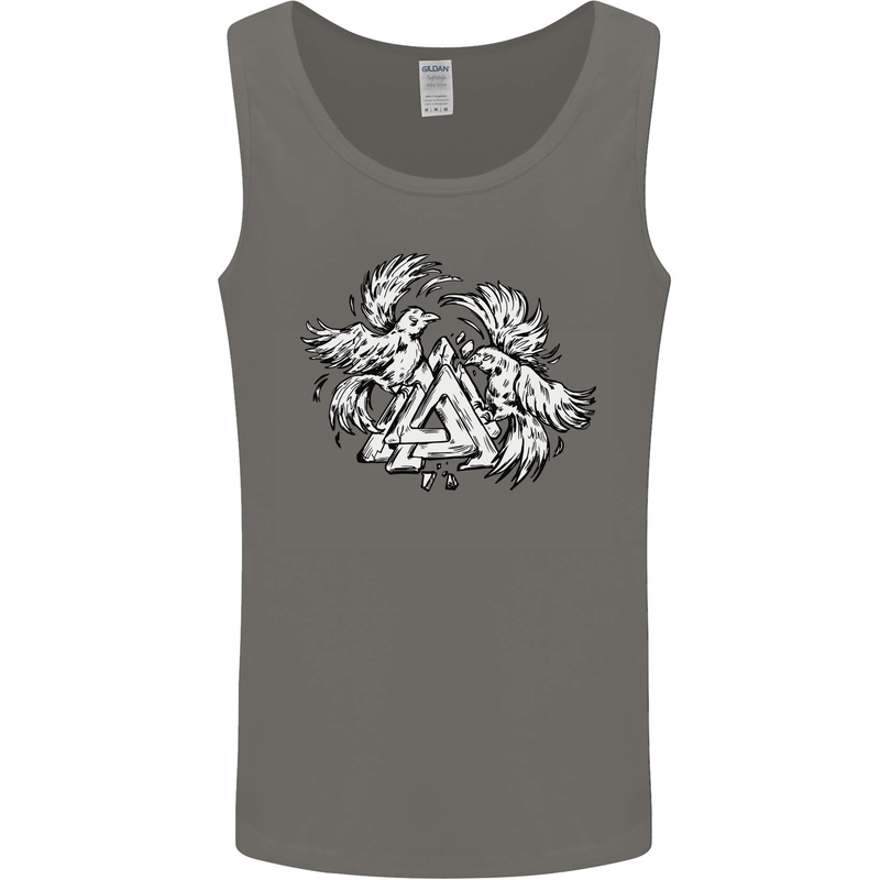 Vikings Valknut Symbol With Ravens Mens Vest Tank Top Charcoal
