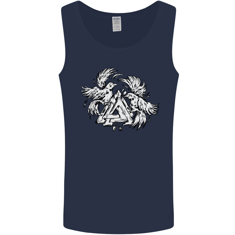 Vikings Valknut Symbol With Ravens Mens Vest Tank Top Navy Blue