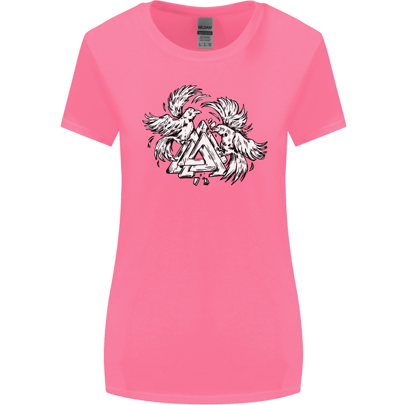 Vikings Valknut Symbol With Ravens Womens Wider Cut T-Shirt Azalea