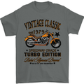 Vintage Classic Motorcycle Motorbike Biker Mens T-Shirt Cotton Gildan Charcoal