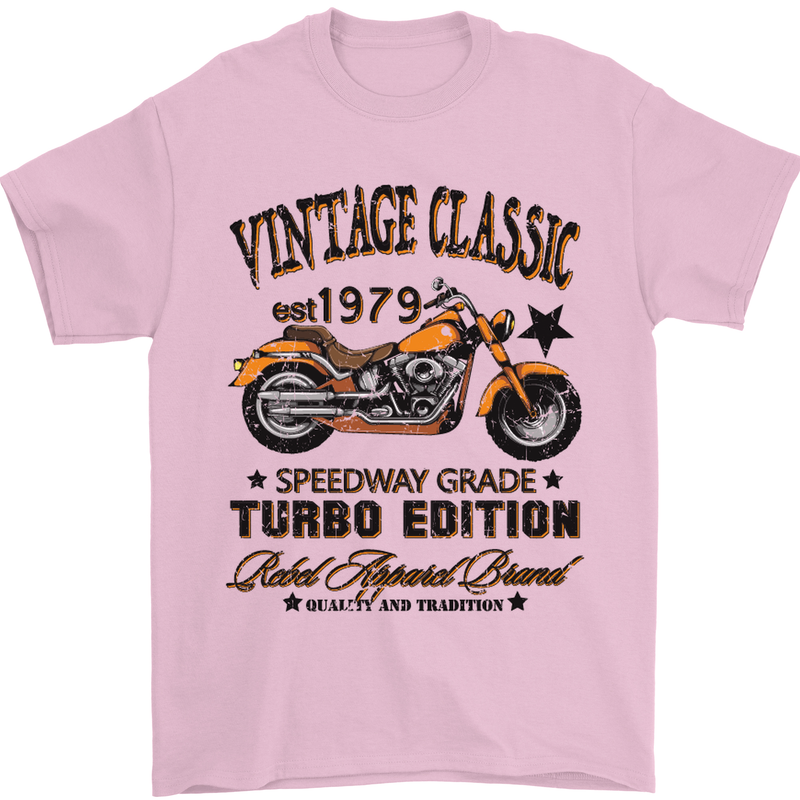Vintage Classic Motorcycle Motorbike Biker Mens T-Shirt Cotton Gildan Light Pink