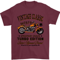 Vintage Classic Motorcycle Motorbike Biker Mens T-Shirt Cotton Gildan Maroon