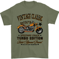 Vintage Classic Motorcycle Motorbike Biker Mens T-Shirt Cotton Gildan Military Green