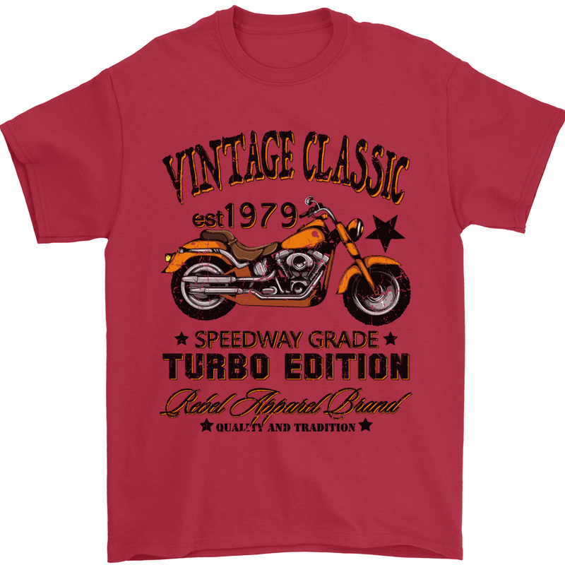 Vintage Classic Motorcycle Motorbike Biker Mens T-Shirt Cotton Gildan Red