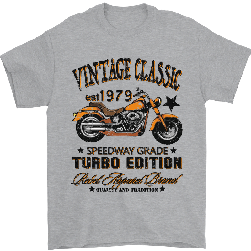 Vintage Classic Motorcycle Motorbike Biker Mens T-Shirt Cotton Gildan Sports Grey