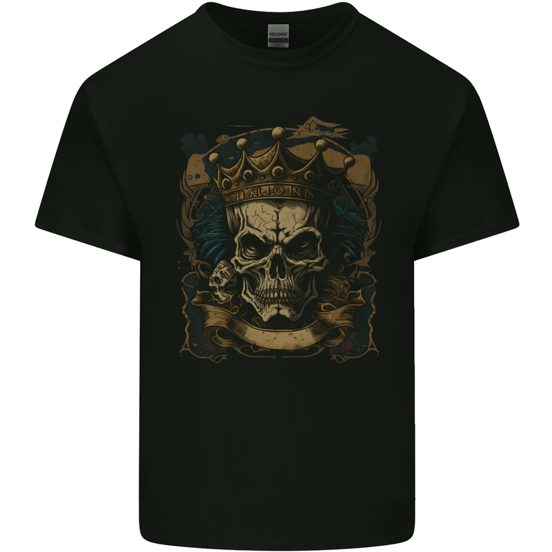 Vintage Gothic Skull King Kids T-Shirt Childrens Black