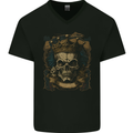 Vintage Gothic Skull King Mens V-Neck Cotton T-Shirt Black