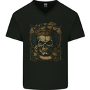 Vintage Gothic Skull King Mens V-Neck Cotton T-Shirt Black