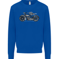 Vintage Motorcycle Custom Chopper Biker Kids Sweatshirt Jumper Royal Blue