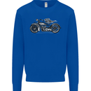 Vintage Motorcycle Custom Chopper Biker Kids Sweatshirt Jumper Royal Blue