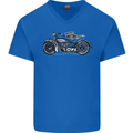 Vintage Motorcycle Custom Chopper Biker Mens V-Neck Cotton T-Shirt Royal Blue