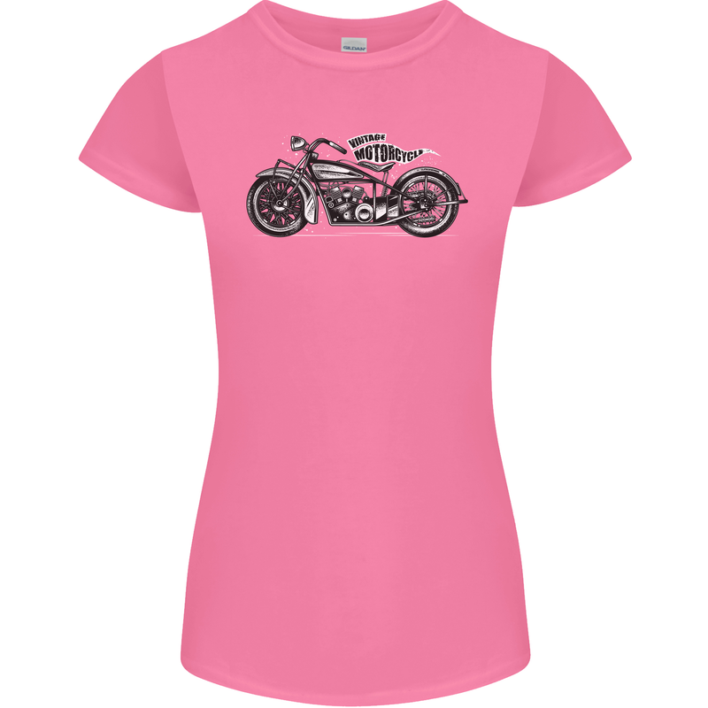 Vintage Motorcycle Custom Chopper Biker Womens Petite Cut T-Shirt Azalea
