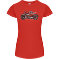 Vintage Motorcycle Custom Chopper Biker Womens Petite Cut T-Shirt Red