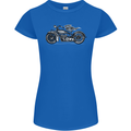 Vintage Motorcycle Custom Chopper Biker Womens Petite Cut T-Shirt Royal Blue