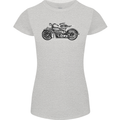 Vintage Motorcycle Custom Chopper Biker Womens Petite Cut T-Shirt Sports Grey