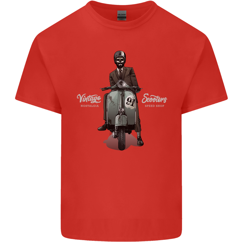 Vintage Scooters Nostalgia Speed Shop Mens Cotton T-Shirt Tee Top Red