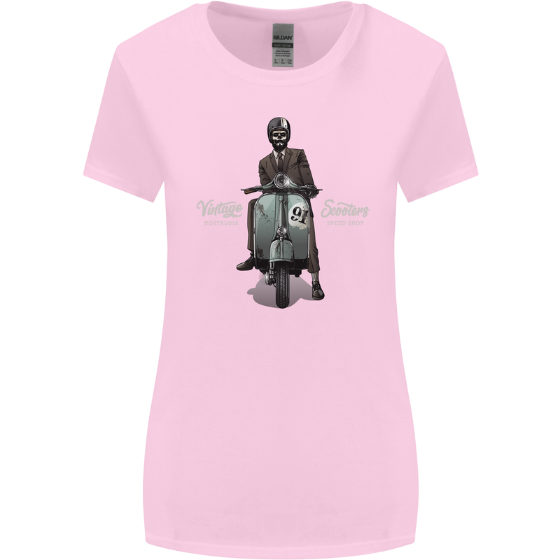 Vintage Scooters Nostalgia Speed Shop Womens Wider Cut T-Shirt Light Pink