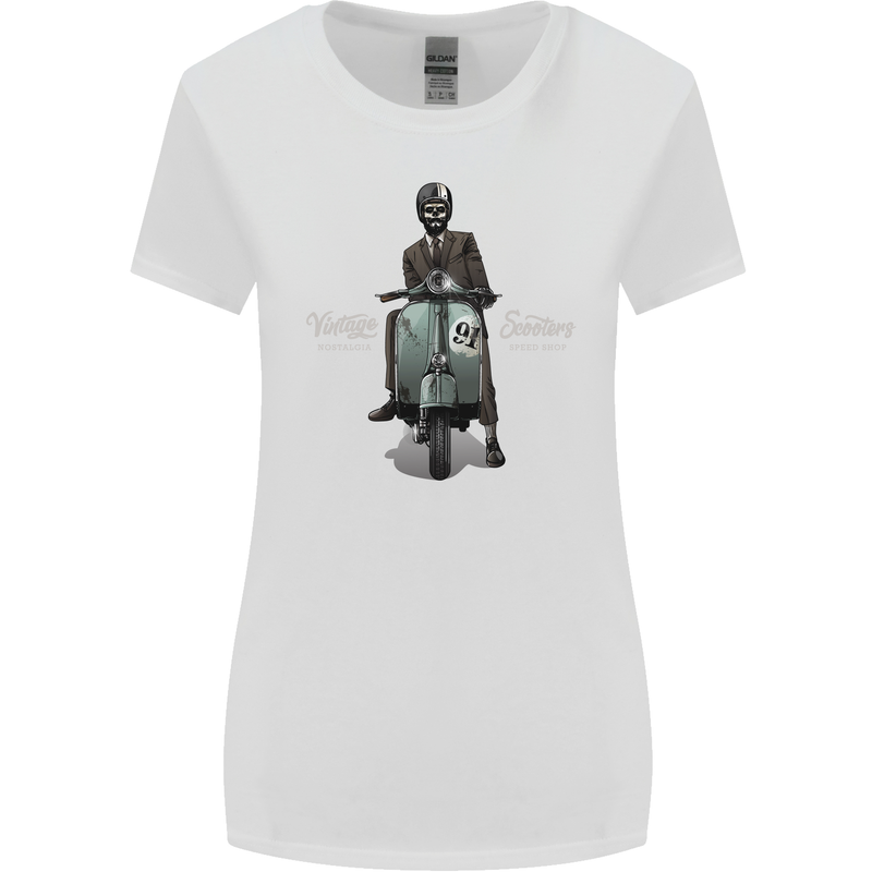 Vintage Scooters Nostalgia Speed Shop Womens Wider Cut T-Shirt White