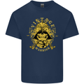 Vintage Warrior Samurai Bushido MMA Skull Mens Cotton T-Shirt Tee Top Navy Blue