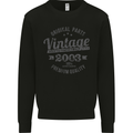 Vintage Year 20th Birthday 2003 Mens Sweatshirt Jumper Black