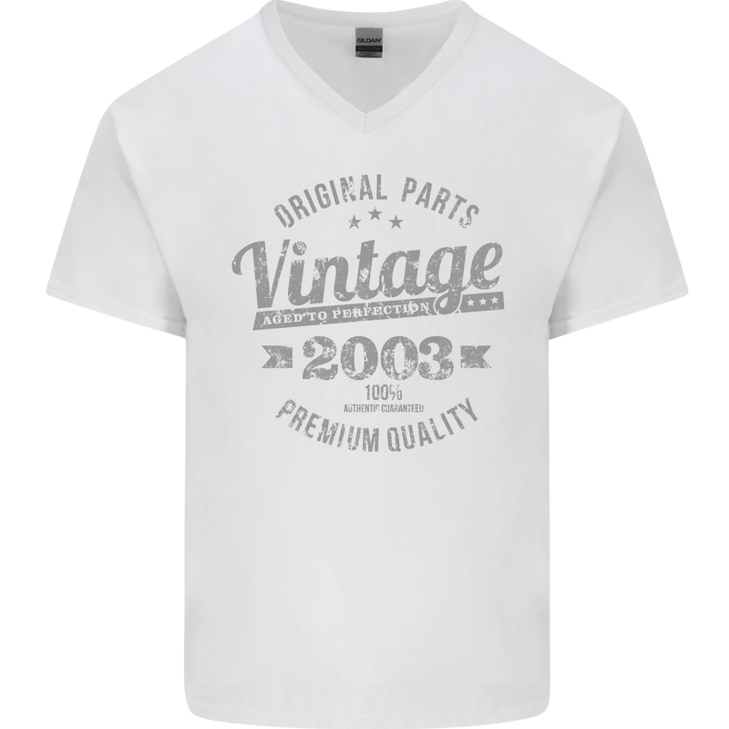 Vintage Year 20th Birthday 2003 Mens V-Neck Cotton T-Shirt White