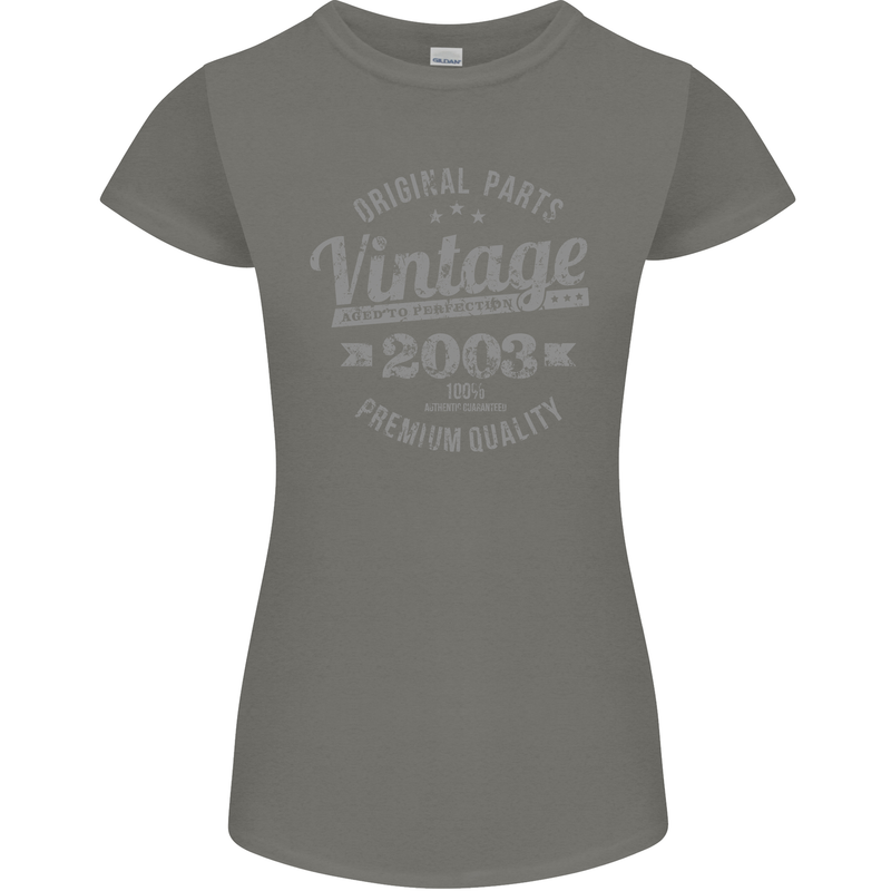 Vintage Year 20th Birthday 2003 Womens Petite Cut T-Shirt Charcoal