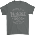 Vintage Year 21st Birthday 2002 Mens T-Shirt 100% Cotton Charcoal