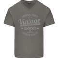 Vintage Year 21st Birthday 2002 Mens V-Neck Cotton T-Shirt Charcoal