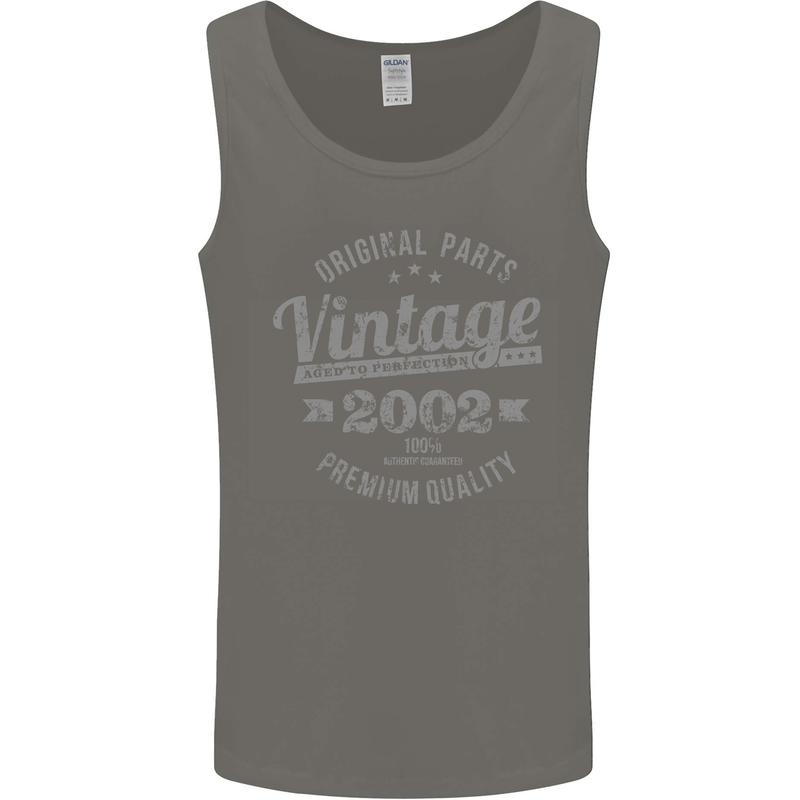 Vintage Year 21st Birthday 2002 Mens Vest Tank Top Charcoal