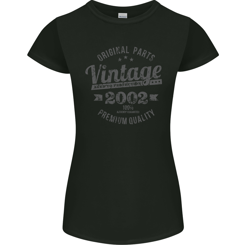 Vintage Year 21st Birthday 2002 Womens Petite Cut T-Shirt Black