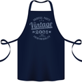 Vintage Year 22nd Birthday 2001 Cotton Apron 100% Organic Navy Blue