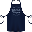 Vintage Year 22nd Birthday 2001 Cotton Apron 100% Organic Navy Blue